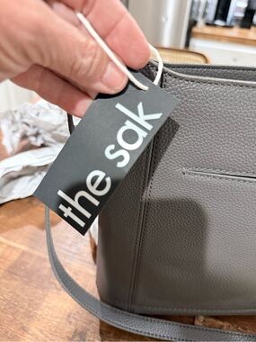 The Sak Gray Pebbled Leather Crossbody Shoulder Bag